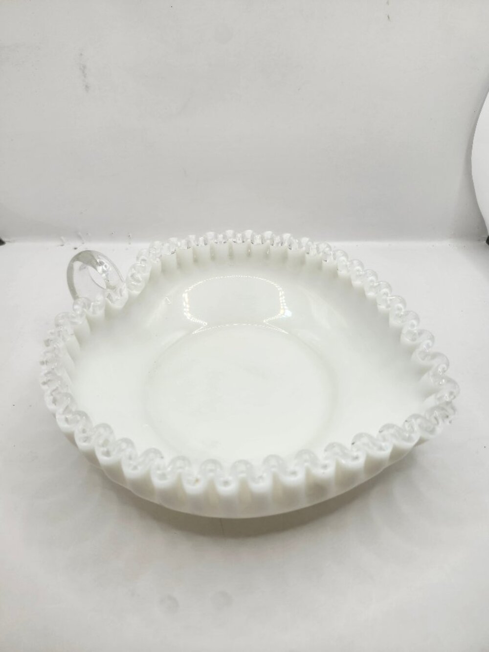 Vintage Fenton Art Glass "Silver Crest" Heart Shaped Candy Dish